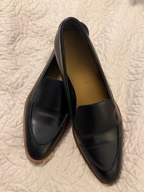 Women's Black Leather Slip-On Loafers